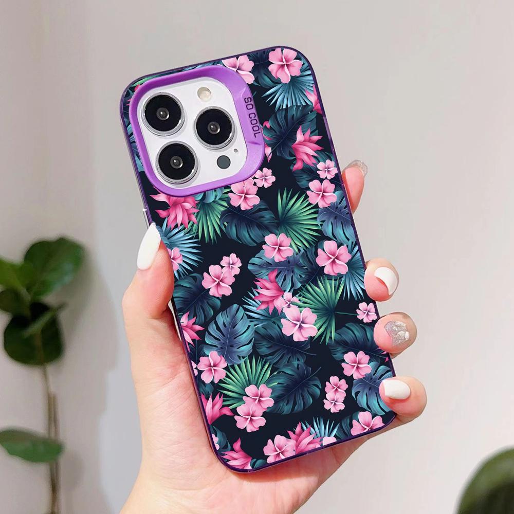 Flowers Art Purple Translucent Mobile Phone Case For IPhone 17 16 E 15 14 13 12 11 Pro Max 14 15 Plus 17 Air Colorful Hard Cover