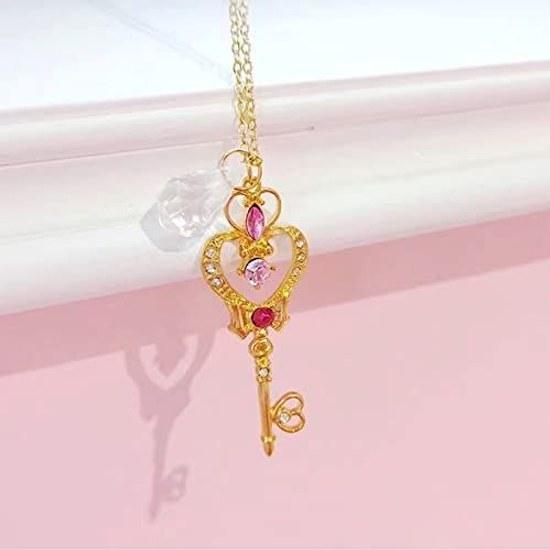 Sailor Moon Necklace Ladies Time Key Crystal Star Compact Pretty Soldier Pendant Accessory Cosmetic