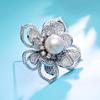 Bo Xin Yun Luxury Copper Crystal Flower Brooch with Zirconia and Faux Pearls - Women's Diamond Pin
