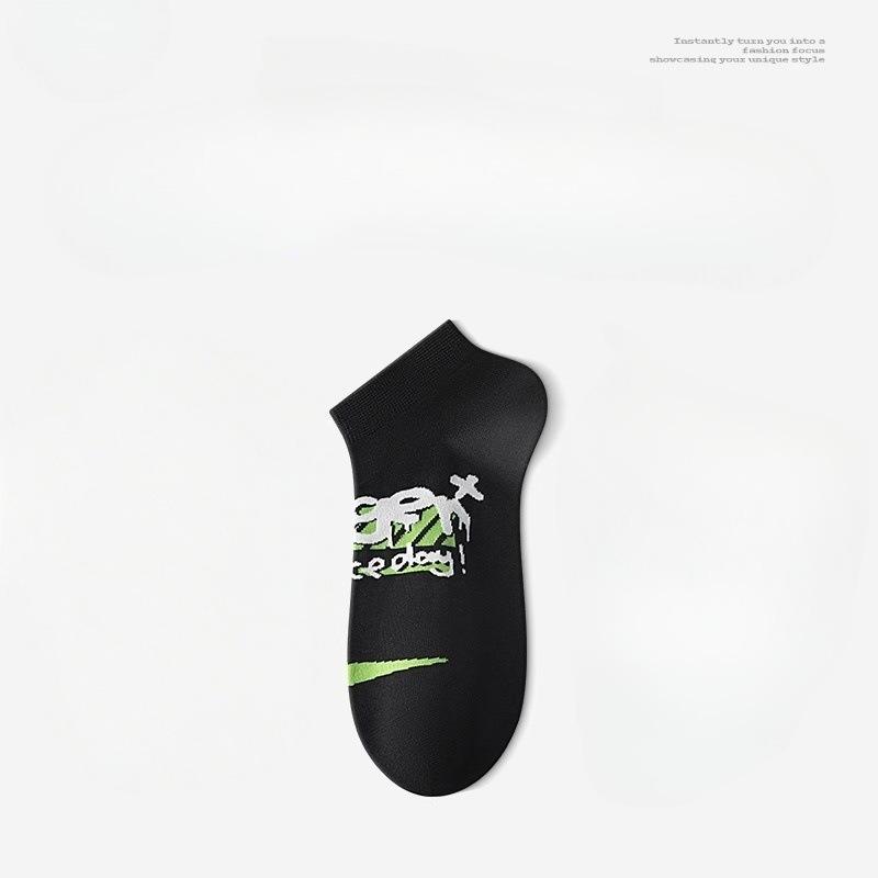 

Летние тонкие носки из чистого хлопка с защитой от запаха для подростков, хлопковые баскетбольные носки-лодочки с мелким вырезом для мальчиков, зеленые для спорта 1 pair зелёный/чёрный