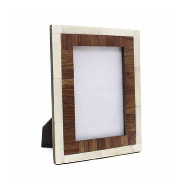 Handmade Bone Inlay & Wooden Photo Frame – Natural Cream & Brown Home Decor
