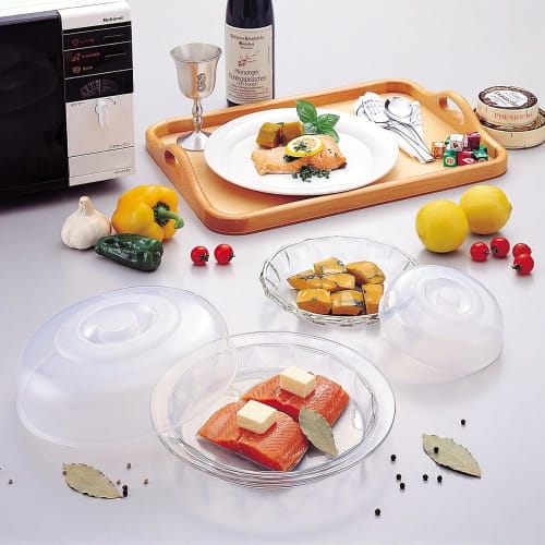 SankoPlastic Rangemate R-4 Mikrowellendeckel, 4er-Set, Natur