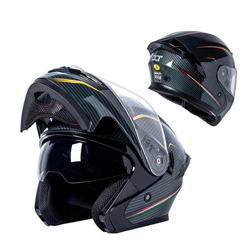 Full Face Flip-Up Motorcycle Helmet With Dual Lens Scooter Electric Bike Riders Adult Unisex All Season ABS 3C Certified