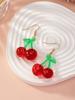 1 Pair Cute Sweet Cherry Resin Drop Earrings Suitable For Party Holiday Vacation And Daily Wear