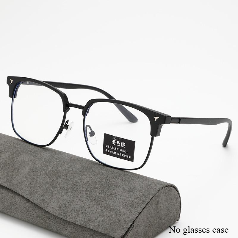 Pochromic Anti Radiation Glasses for Men and Women Simple Square Anti-blue Transition Eyeglasses Outdoor Shade Sunglasses