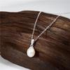 Náhrdelník z mincovního stříbra S925 s perlou rýžového tvaru - Jednoduchý design, galvanizováno bílým zlatem.
