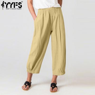 Women's Fashion Casual Solid Color Print High Waist Trousers Pants & Capris