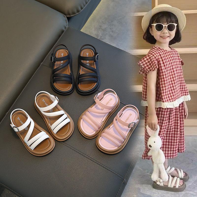Children's Girls' Sandals Open-Toe Elegant Summer New Fashion Korean Style Princess Student Cute Versatile Stylish Sandals