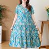 Elegant Women's Summer Sundresses Loose Korean Style Clothes Women New Vintage Print Midi Dress