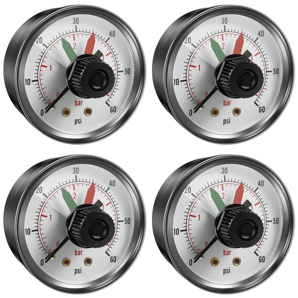 2/4Pcs Pool Filter Pressure Gauge 0 to 60Psi 2inch Dial Accurate Water Pressure Monitoring Gauge Meter Air Compressor Pump Parts
