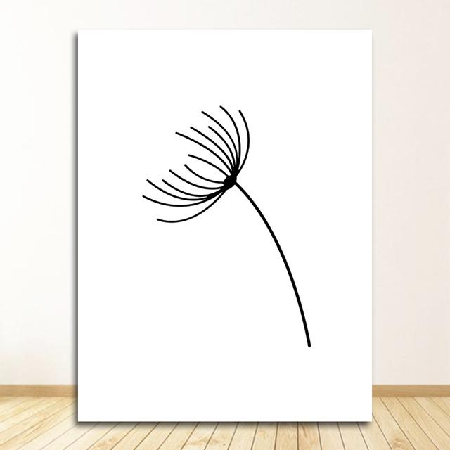 Wall Art Canvas Abstract Painting Picture Nordic Dandelion Flower S and Prints Living Room Scandinavian Black and White