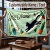 Cat Theme Throw Blanket Custom Name Text Personalized Blanket Soft Cozy Blanket for Home Sofa Bed