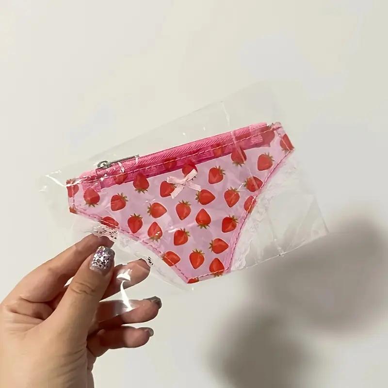 Cute Lace Coin Purse Pvc Panties-Shaped Mini Storage Bag With Zipper Strawberry Makeup Bag Great Party Gift Birthday Present