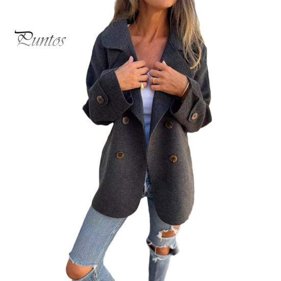 

Женское зимнее пальто с отложным воротником, однотонное, двухстороннее, шерстяное, двубортное, свободного кроя, пальто, теплое, с длинными рукавами, для поездок на работу, для свиданий, весна S чёрный