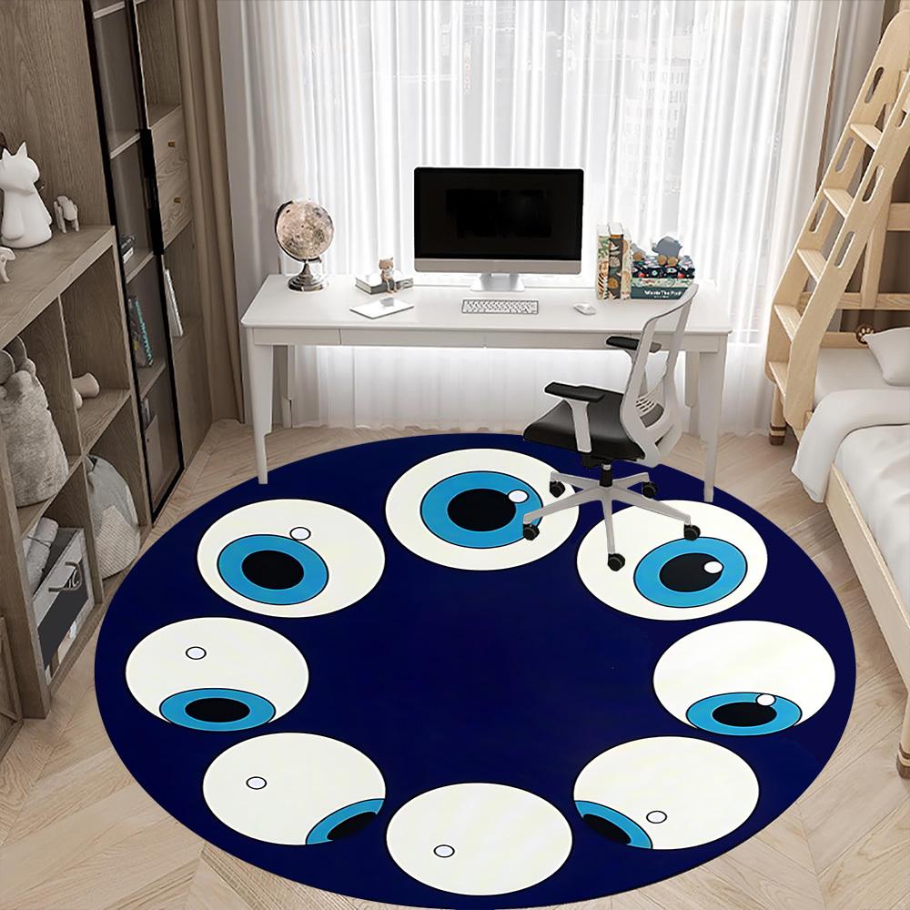 1pc Eyes Circle Office Round Area Rug, Under Office Chairs Bedroom Living Room Home Decor, Room Deco, Available In Various Sizes