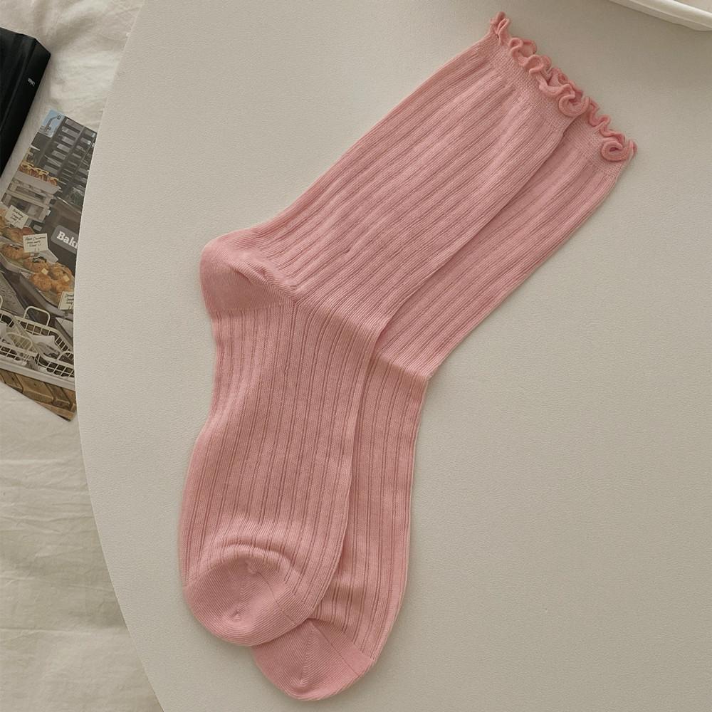 Summer Thin Socks Women S Mesh Breathable Socks Cotton Fungus Lace Confinement Socks Ballet Style Pile Socks розовый