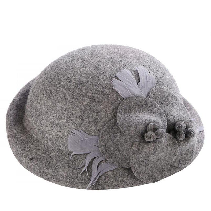 2017 Winter Beret Hat For Women's 100%Real Wool Beret Hat Fashion Female Beanie Cap Brand Flower French Trilby Soft Church Hat
