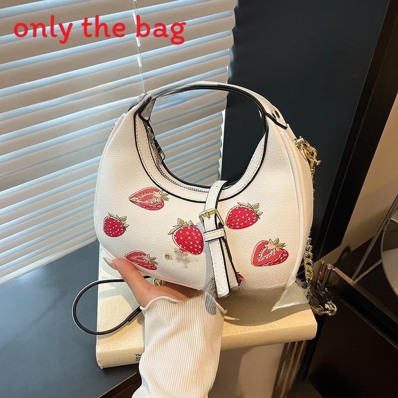 Fashion Crossbody Shoulder Bag With Cherry Print And Chain Design For Daily