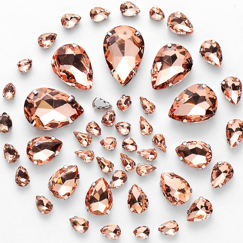 50pcs Hand-Sewn Water Drop Rhinestones: Colored Crystal Glass for DIY Wedding Dress and Clothing Accessories
