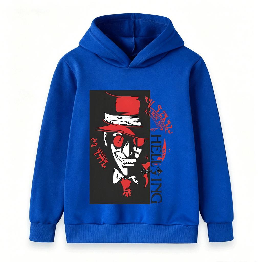 Kids Boys Girls Pullover Hoodie, Cool Cartoon Vampire Pattern Long Sleeve Casual Sweatshirt for Daily Wear
