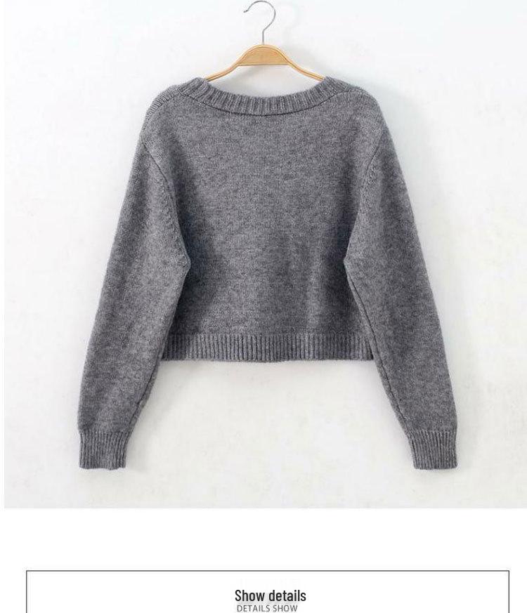 Women's Early Autumn Slimming Cable Knit Cardigan - Short, Single-Breasted, High-Waisted Sweater