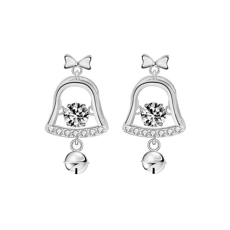 Sterling Bell Dangle Earrings With Moissanite Stone Elegant Tassel Drop Women Holiday Party Jewelry 925 Sterling Silver