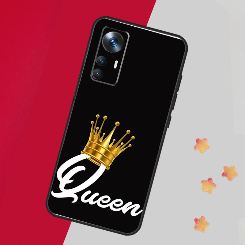 King Queen Crown Case For Xiaomi 14 13 11T 12T 13T Pro 12 Lite 12X POCO X3 X5 Pro X4 F4 M5 M5s F3 F5 Cover