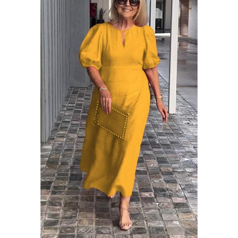 DAFIFY Moteriškos mados vasaros pavasario vienspalvės spausdintos kasdieninės suknelės trumpomis rankovėmis O formos iškirpte aukštu juosmeniu