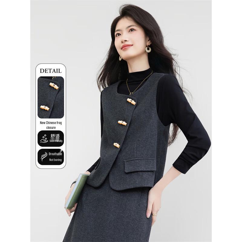 

Xinfeiyu Женский модный жилет-пальто из шерстяной смеси M