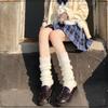 Women's Korean Style Knit Wool Leg Warmers - White Calf Socks for Autumn & Winter