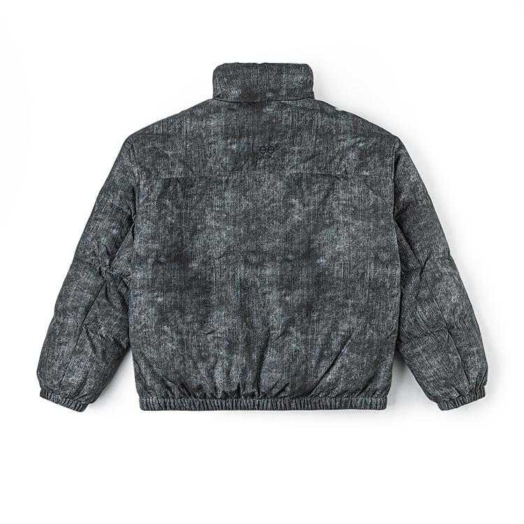 Lee Comfortable Stand Collar Digital Print Denim Texture Design Down Jacket Men Outerwear Dark-Gray LMT011319209194A09284