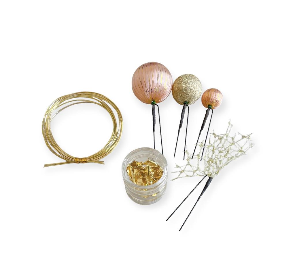 Pink Hair Ornament with Tulle and Gold Featuring a Traditional Japanese Kanzashi and Mizuhiki Perfect for and Other Special Perfect for Hakama and