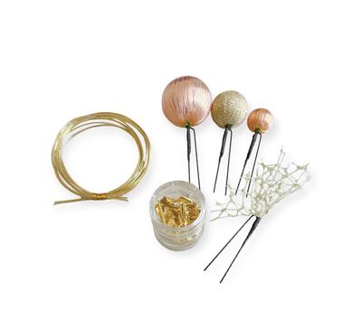 Japanese Style Hair Ornament Pink Ball Kanzashi Gold Leaf Gold Mizuhiki Tulle Ceremony Graduation Ceremony Wedding Headdress Hakama Kimono