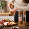 Manual Acrylic Pepper Grinder with Wooden Top and Bottom Adjustable Coarseness for Sea Salt and Spice Grinding Kitchen Tool
