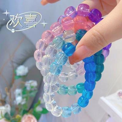 Galaxy Starry Sky~ Luminous Ice Through Bracelet Around the Finger Soft Gradual Change Color Girlfriend Couple Bracelet Student Bead Hand Jewelry