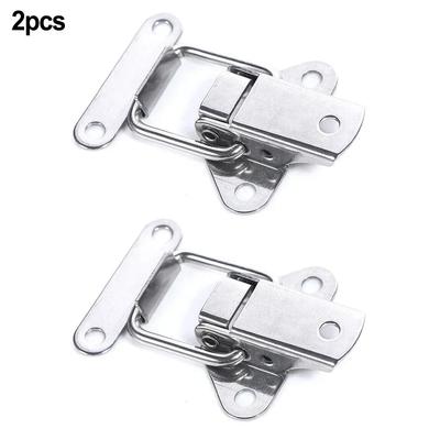 2pcs Spring Locking Latch Hasps Stainless Steel Suitcase Toggle Catch Clasp Box Loaded Hinges Furniture Hardware Accessories