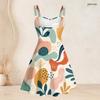 Women Plus Size Sweetheart Neck Strappy Sleeveless Abstract Printed Flared Dress