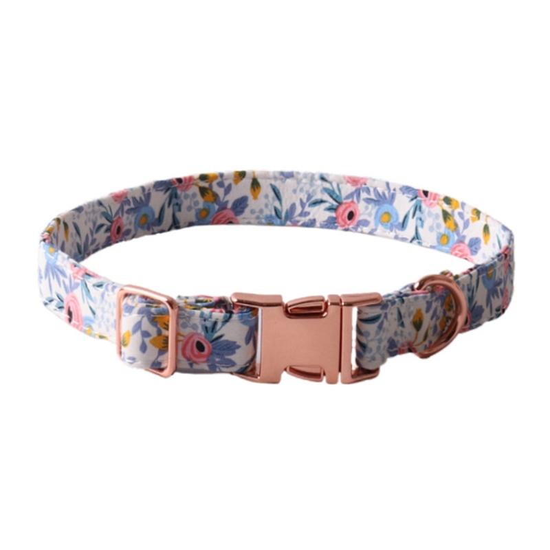 Fashion Dog Collar+Leash+Necktie Set Completes with Colorful Floral Print Bow Perfect for Pets Outstanding in the Crowd