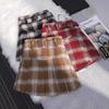 Plaid Wool Pleated A-Line Mini Skirt - Women's Plus Size, High-Waisted, Casual 2024 Autumn/Winter Collection