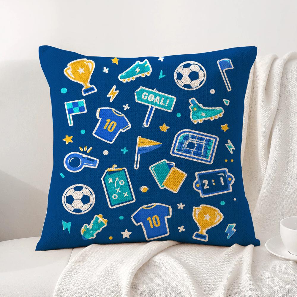 Sports Meet Cushion Cover Linen Organic Fabric DoubleSided Printing Sofa Breathable Home Decor Gift Pillow Case