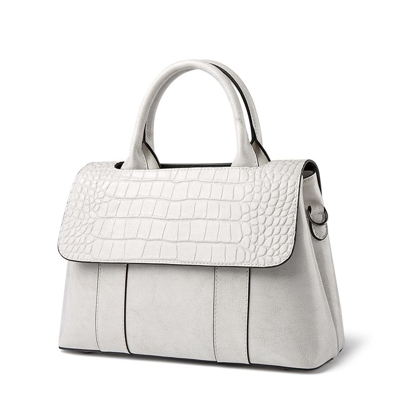 Genuine leather shoulder bags for ladies test pattern light color women's roomy commuting handbags