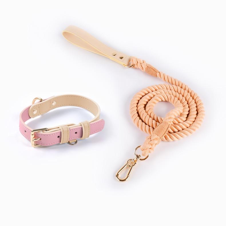 2025 Hot Eco-Friendly Soft Breathable Leather Modern Dog Collar with Leashes Set For Pets