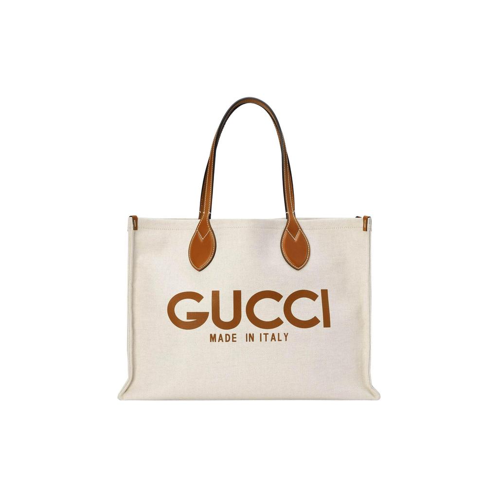 Gucci Cotton Linen Blend Canvas Bag, Tote Bag, Shopping Bag, Handbag Women's Beige 772176-FACUL-8451