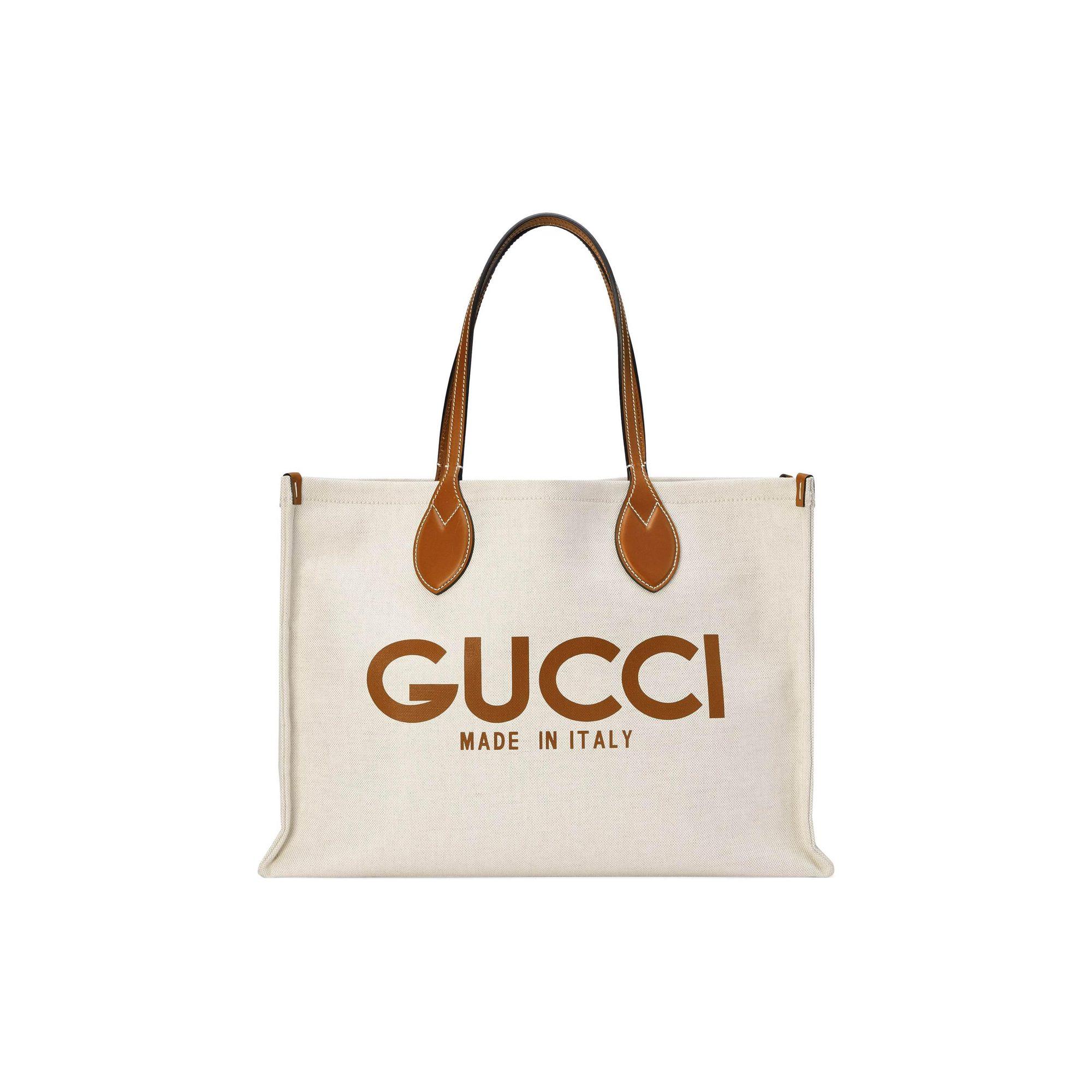 GUCCI Cotton Linen Blend Canvas Bag