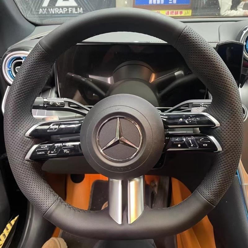 

Для Mercedes Benz C-Class W206, E-Class W213, S-Class W223 Ручна робота Нековзка замшева накладка на кермо автомобіля Leather