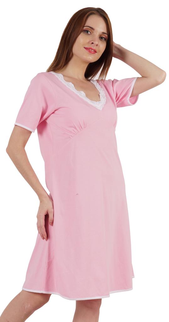 Inkmeso Solid Nightgown Dress For Women Nightwear Lace Short Sleeve Loungewear