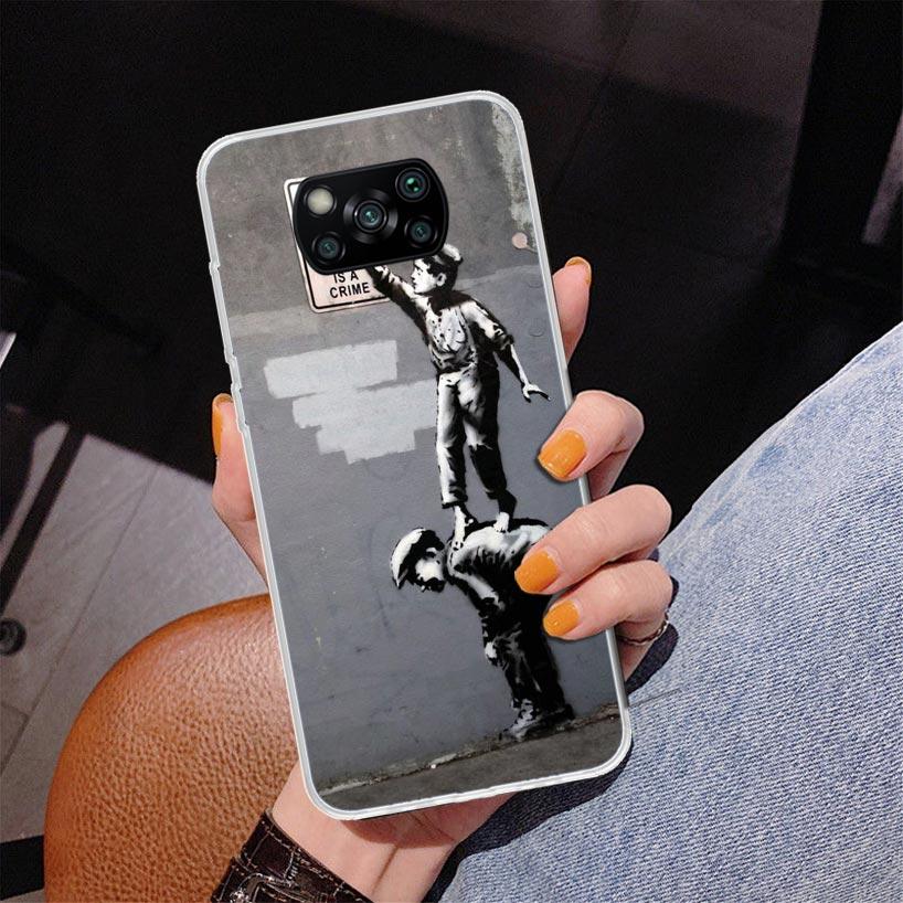 Street Art Banksy Graffiti Phone Case For Xiaomi Poco X7 X6 X5 Pro F7 Ultra Redmi 15C 15 13C 13 12C 12 10 10A 10C 9 9A 9C 9T Cov