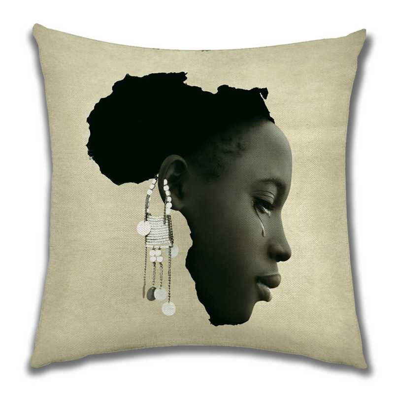 Abstract Painting Africa Cus on Cover African Woman Home Decor Pillow Case Gallery Exotic Ethnic Stye Linen Cus on Cover