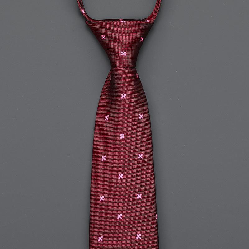 Burgundy Zip-Up Tie Men And Women Formal Wear Business Groom Best Man Wedding Korean Version No Striped Tie