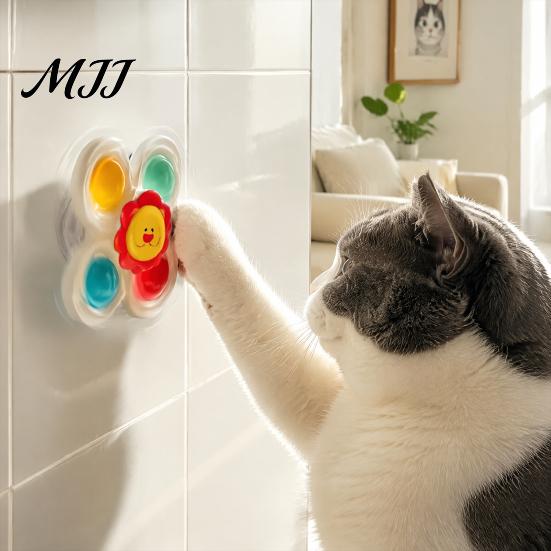 Exercise Spinner Toy for Cats Cat Spinning Ball, Suction Cup Interactive Toy, Rattle Glass Windows Ball Window Perch, Indoor Boredom
